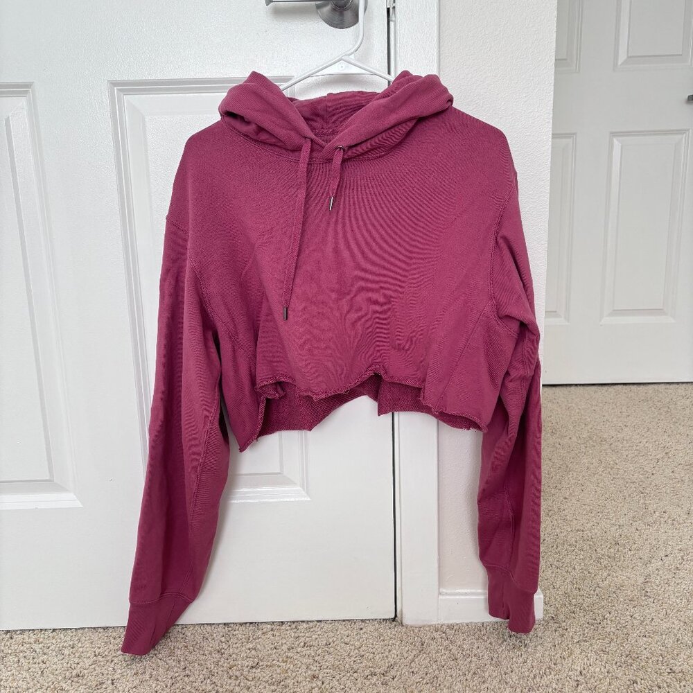 Uniqlo Pink Cropped Hoodie Oversize Baggy Size L Large